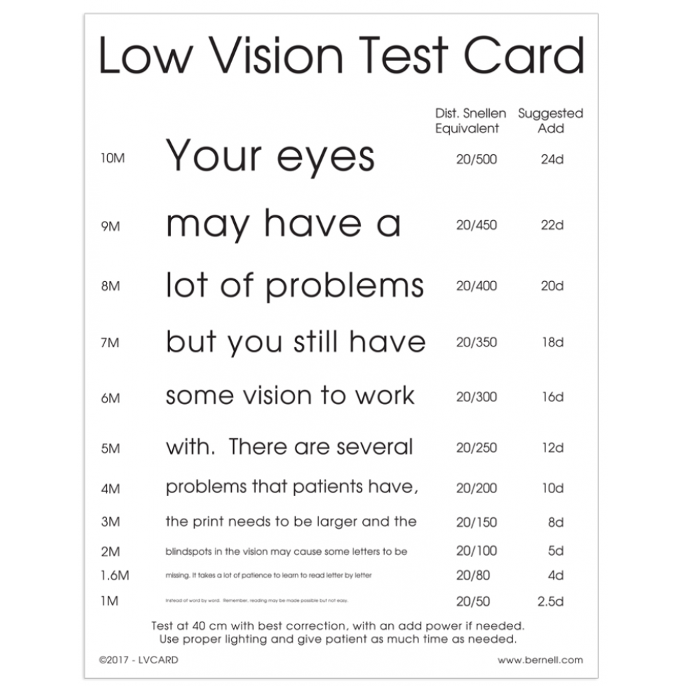 Low Vision Test Card