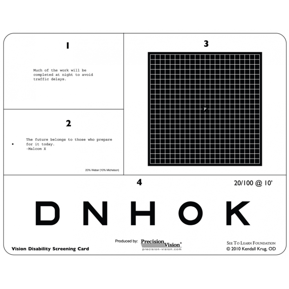 Krug Vision Disability Screening Card