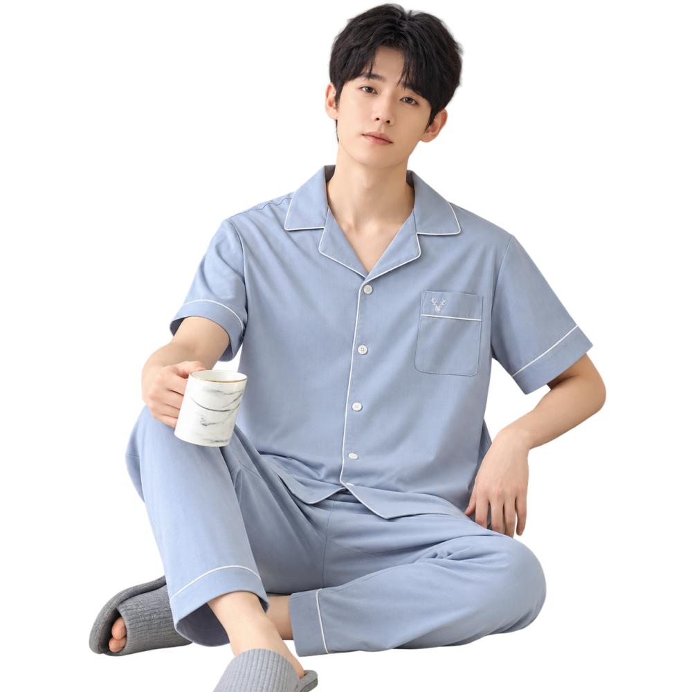 Short-Sleeve Pure Cotton Patient Gown / Pyjamas