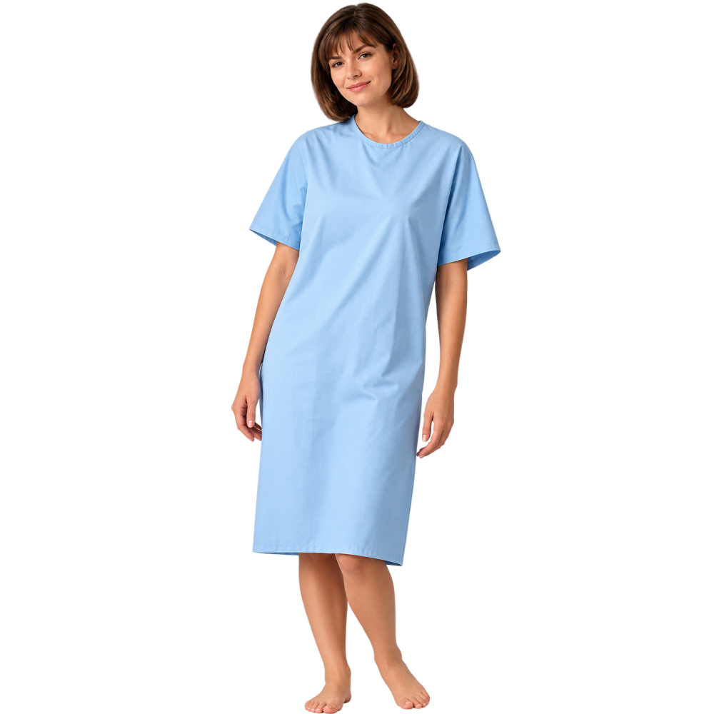 Pure Cotton Patient Gown | Back-Opening Sleep Dress Style