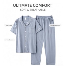 Short-Sleeve Pure Cotton Patient Gown / Pyjamas