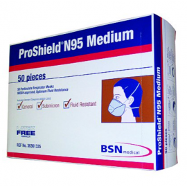 BSN Proshield N95 Respirator Masks (N-95), Box of 50, (Made in Japan - Niosh Approved P2 Compliant)