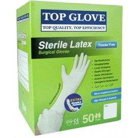 Top Glove Safety Sterile Latex Surgical Glove, Powder Free (Box of 50 Pairs)