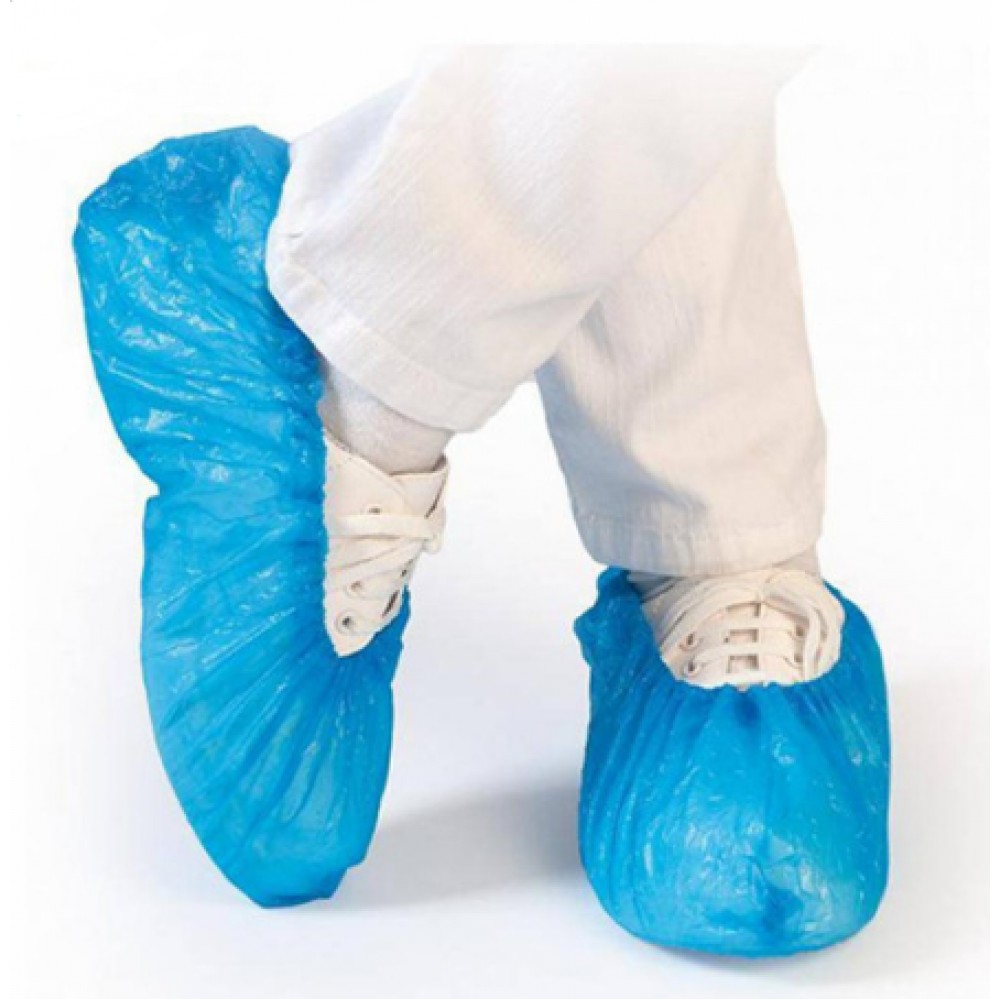 blue disposable shoe covers