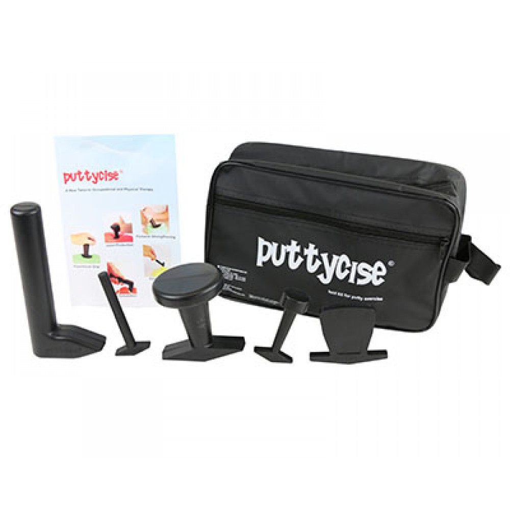 Puttycise Exercise Putty Tools - 5-tool set (Knob, Peg, Key and Cap turn, L-bar), with bag