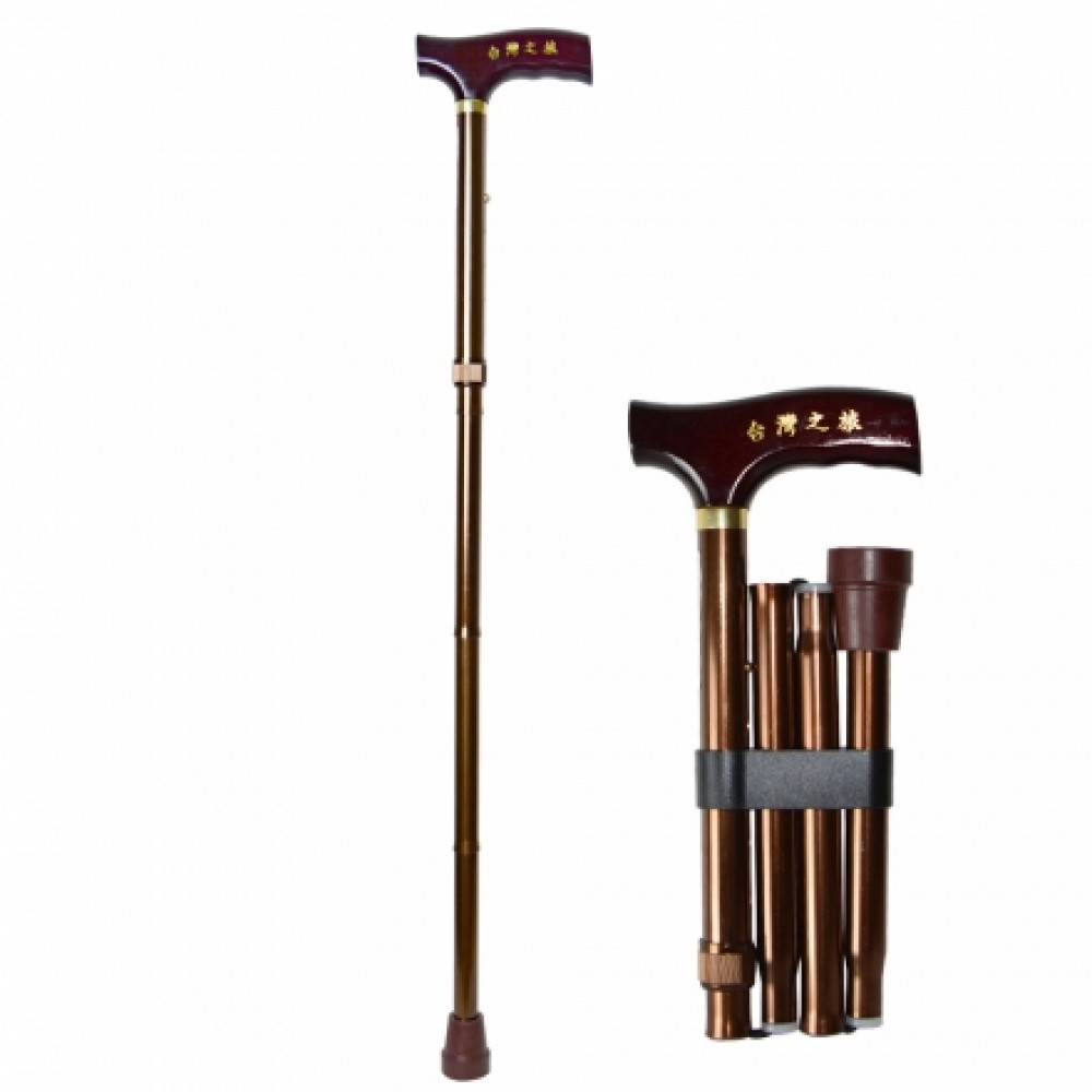 Folding walking stick, adjustable height walking stick