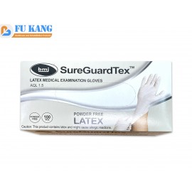 SureGuardTex Medical Examination Latex Gloves, Powder Free, Non-Sterile, 100’S/Box