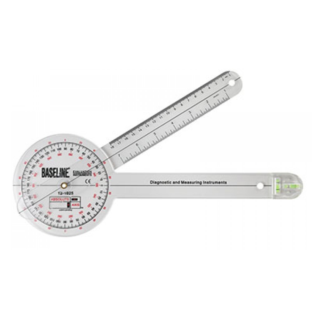 Baseline Plastic Absolute+Axis Goniometer - 360 Degree Head - 12 inch Arms