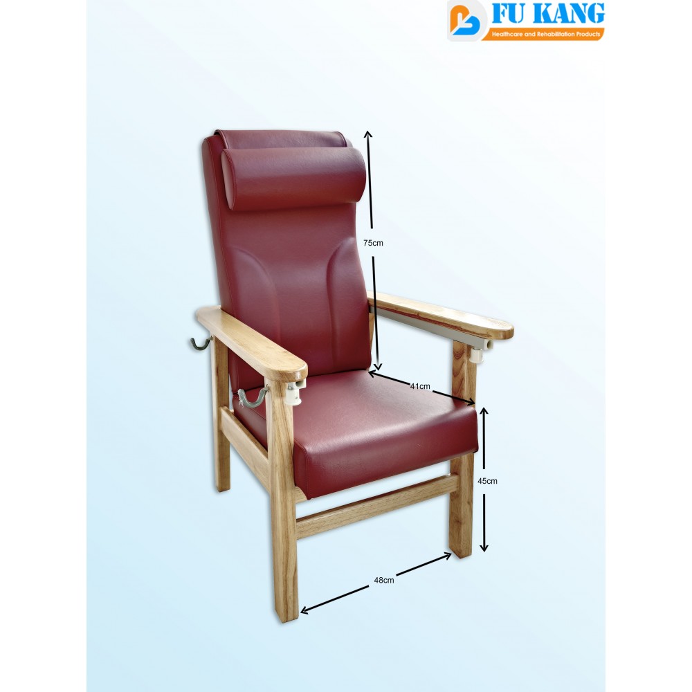 Wooden High Back Geriatric Chair with Plastic Meal Tray