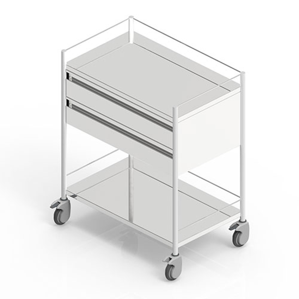 Stainless Steel Ward Trolley (Rt) – 2 Drawers (Top & Bottom)