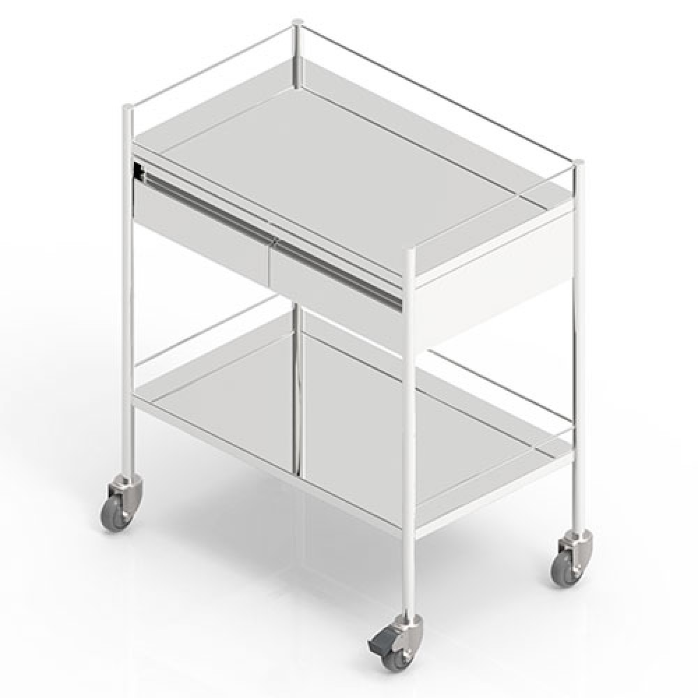Stainless Steel Ward Trolley (Rt) – 2 Drawers (Side by Side)