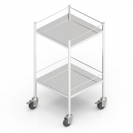 Stainless Steel Ward Trolley with 2 Shelves and Guard Rails