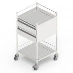 Stainless Steel (Sq) Ward Trolley with 2 Drawer