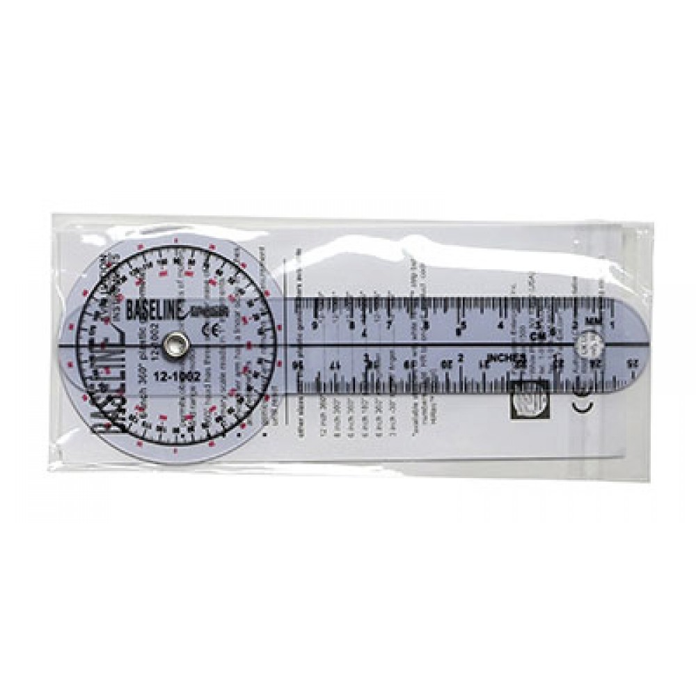 Baseline® Plastic Goniometer - 360 Degree Head - 6 inch Arms