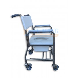 Mobile Commode Shower Chair With Detachable Arms & Footrest