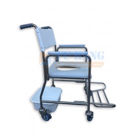 Mobile Commode Shower Chair With Detachable Arms & Footrest