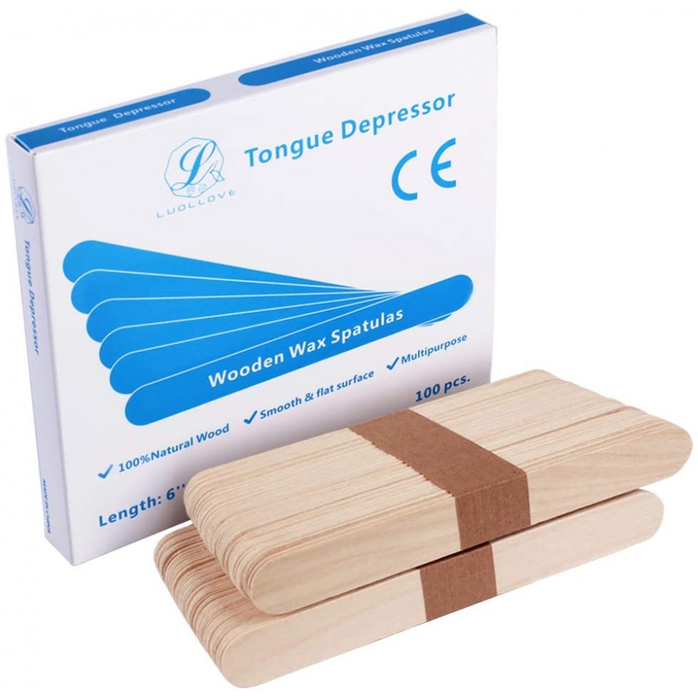  Waxing Stick, 100Pcs/Box Wooden Waxing Stick Spatula  Applicator Wax Tongue Depressor : Beauty & Personal Care