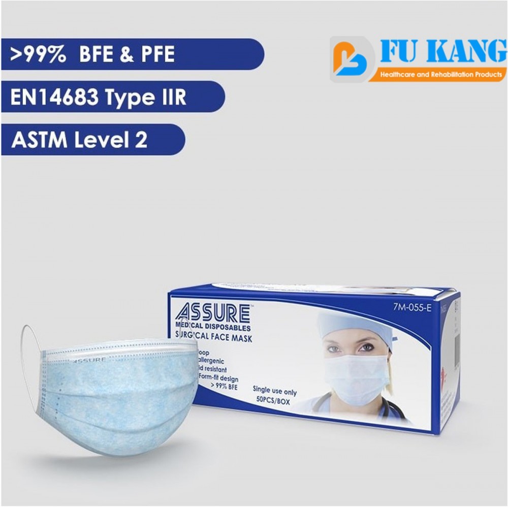 Assure Surgical Face Mask 3 Ply With Earloop Astm Level 2 And En14683 Type Iir Standard 99 4058