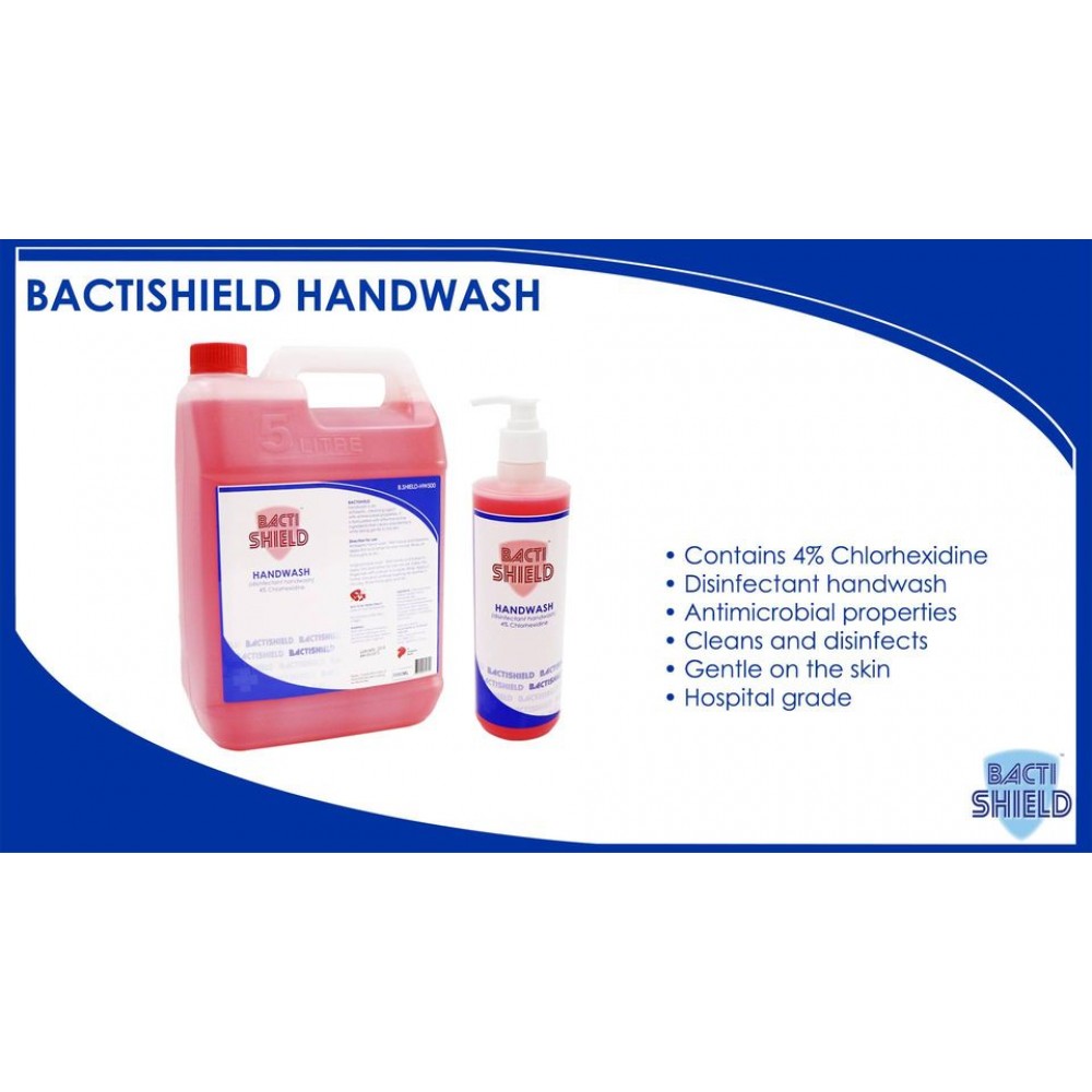 Bactishield Handwash, with 4% Chlorhexidine, 5litres Per Bottle