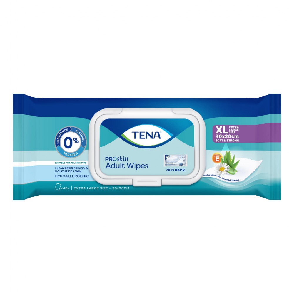 TENA Proskin Adult Wet Wipes 40 Sheets 30x20cm