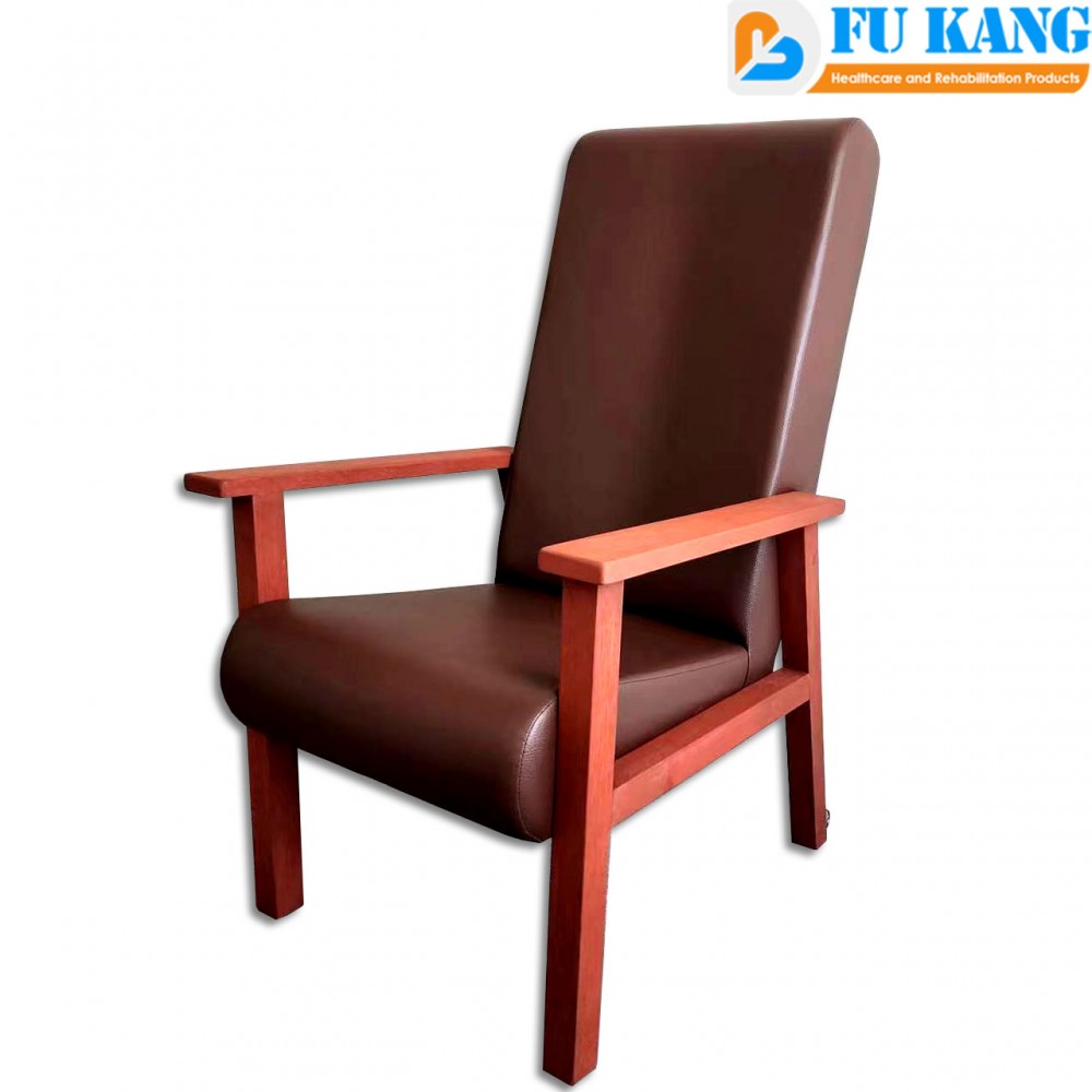 Geriatric Chair Wooden with High Backrest Made in Singapore Fu Kang
