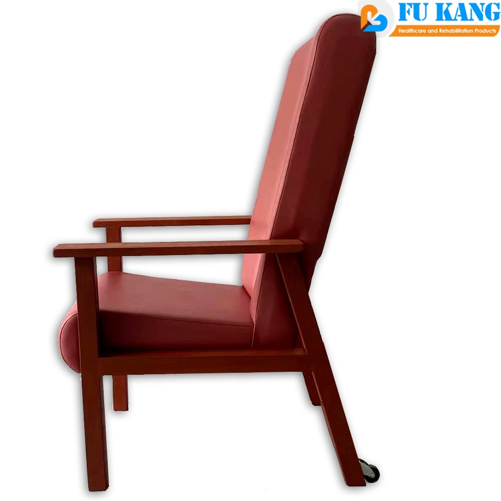 Geriatric Chair Wooden with High Backrest Made in Singapore Fu Kang