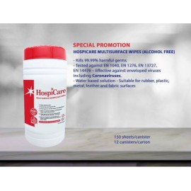 HospiCare Multi-Surface Disinfectant 150s Canister (Alcohol Free)