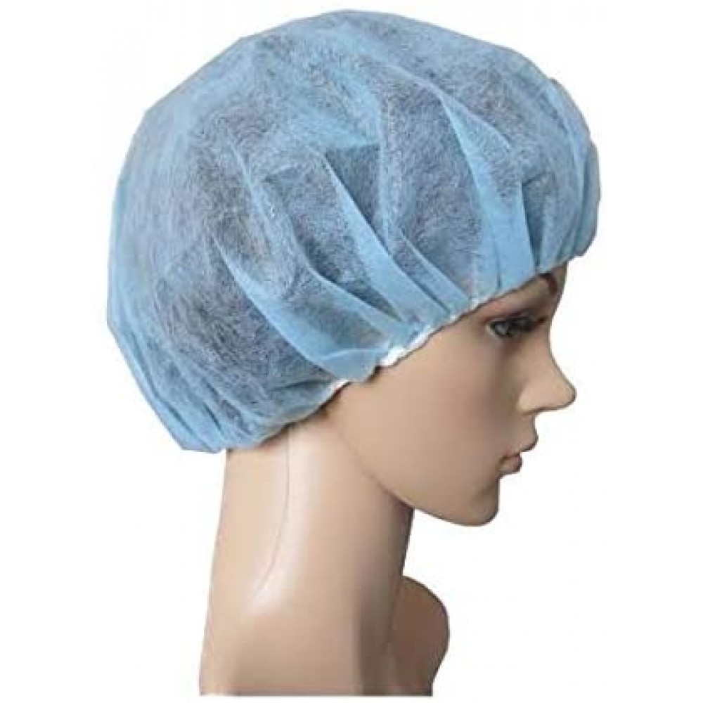 Disposable Bouffant Mob Caps, Hair Head Cover Net, Non-Woven Blue, 21" (100 pcs / Pkg)