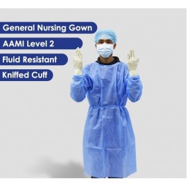 General Nursing Isolation Gown (AAMI Level 2) Blue, 125cm X 140cm, 10pc