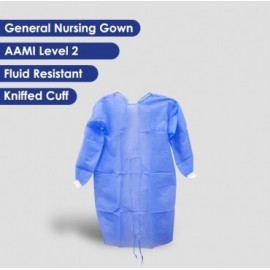 General Nursing Isolation Gown (AAMI Level 2) Blue, 125cm X 140cm, 10pc