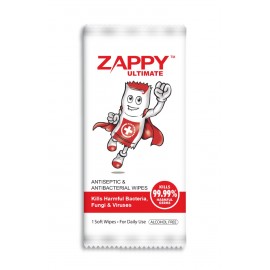 Zappy Ultimate Antiseptic Wipes, Alcohol Free, 100 pcs / Pkg