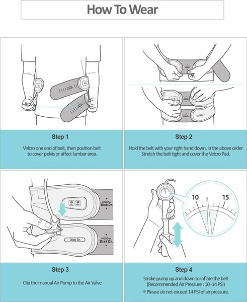 Disk Dr. WG50 G2 Disc Waist Lumbar Air Traction Belt How to Wear